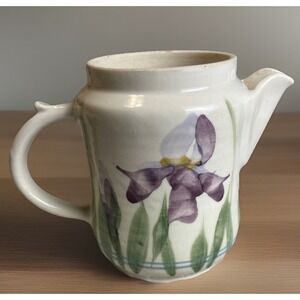 Vintage iris Hand painted ? Floral Painted Pitcher Cottagecore Decor